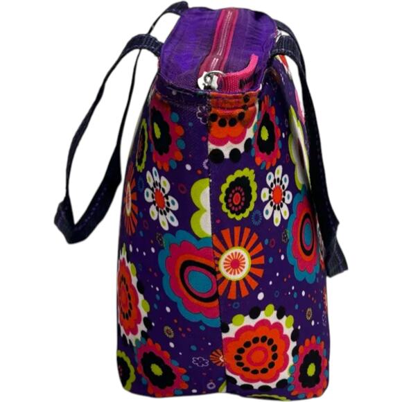 Igloo Floral Lunch Tote Bag Purple Insulated Zip Top Cooler Travel Carry Case - Picture 4 of 12